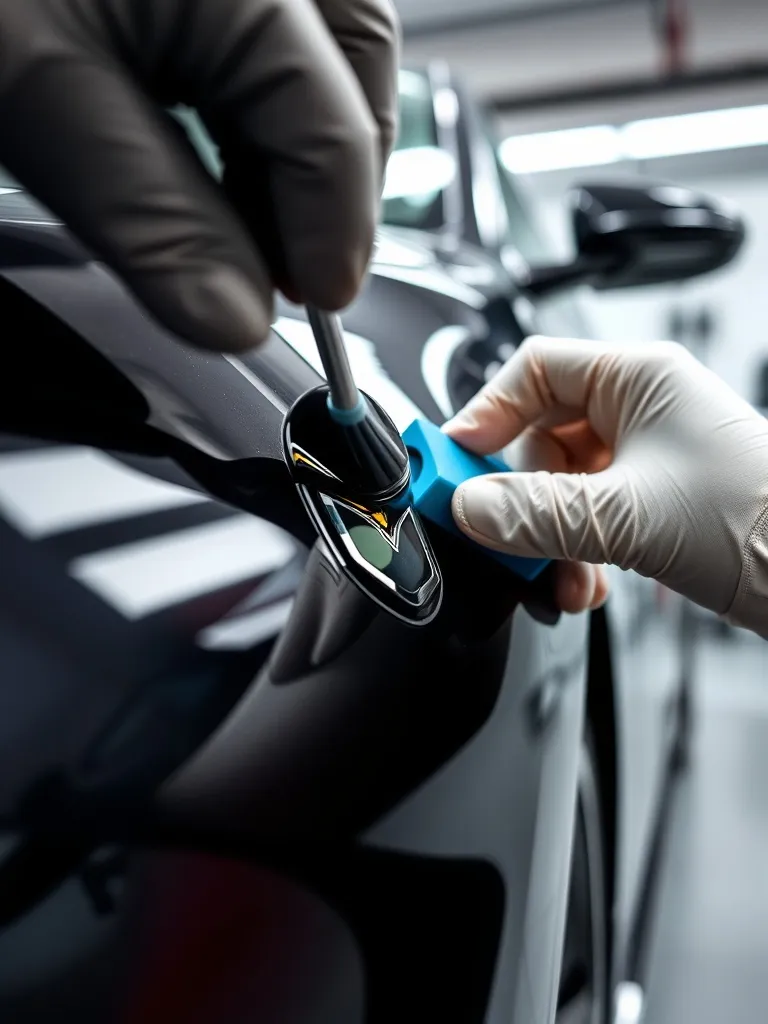 Professional detailing of a luxury car applying ceramic coat